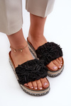 Women's Platform Sandals Adorned with Flowers Black Nodina