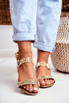 Gold Women's Flat Sandals Lu Boo With Studs Aldona