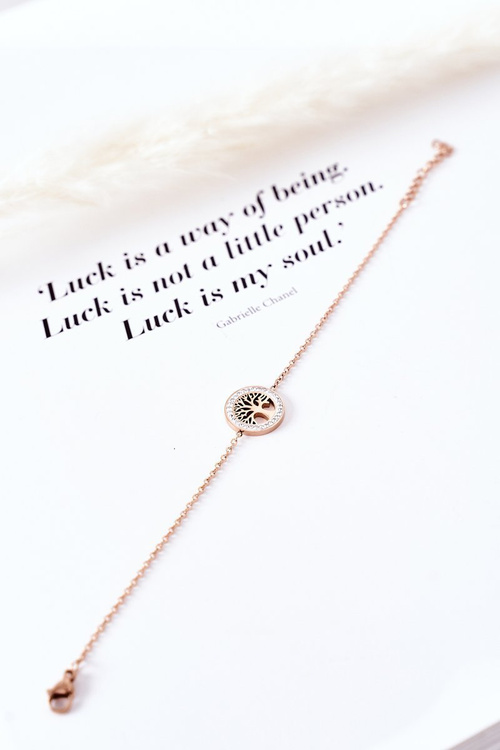 Bracelet Tree of Life With Cubic Zirconia Rose Gold