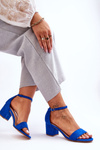 Suede Classic Low Heel Sandals Blue Honeymoon