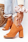 Spring Suede Boots On A Block Heel Vinceza 21-17095 Camel