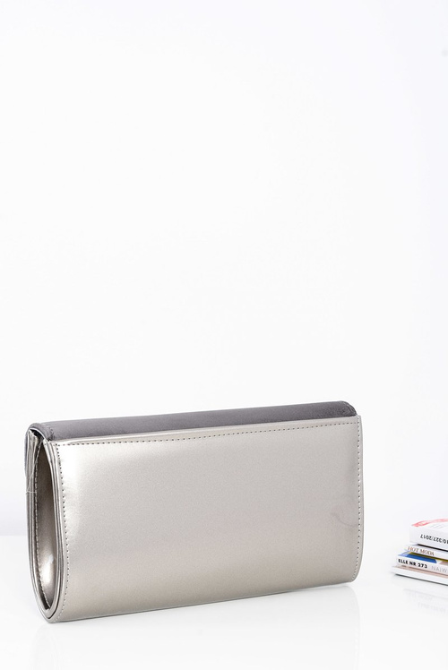 Women's Grey Silver Suede Clutch Bag Chain