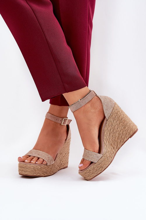 Wedge Sandals For Women With Braiding Khaki Adelio