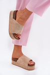 Women's sandals on massive platform eco suede Khaki Vinnibe