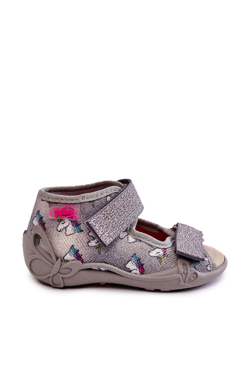 Sandals With Velcro Unicorn Befado 342P044 Grey