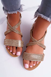 Women's Lu Boo Sandals With Zircons 406-5 Gold Stella