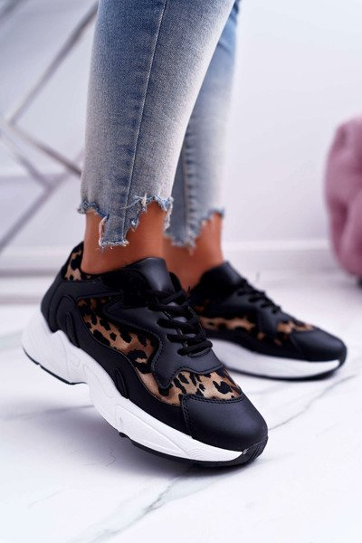 Sporty Women's Shoes Black Leopard Mezeno