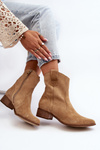 Suede Cowboy Ankle Boots With Low Heel Zazoo 3329 Brown