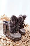Children's Snow Boots Insulated With Fur With Ears Grey Bunny
