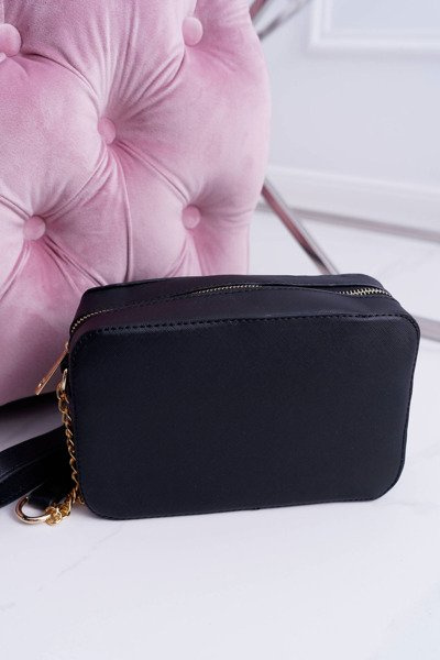 Torebka Damska Na Ramię Ze Złotym Łańcuszkiem Czarna