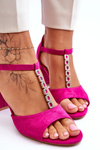 Women's Suede Sandals On Heel Fuchsia Florines