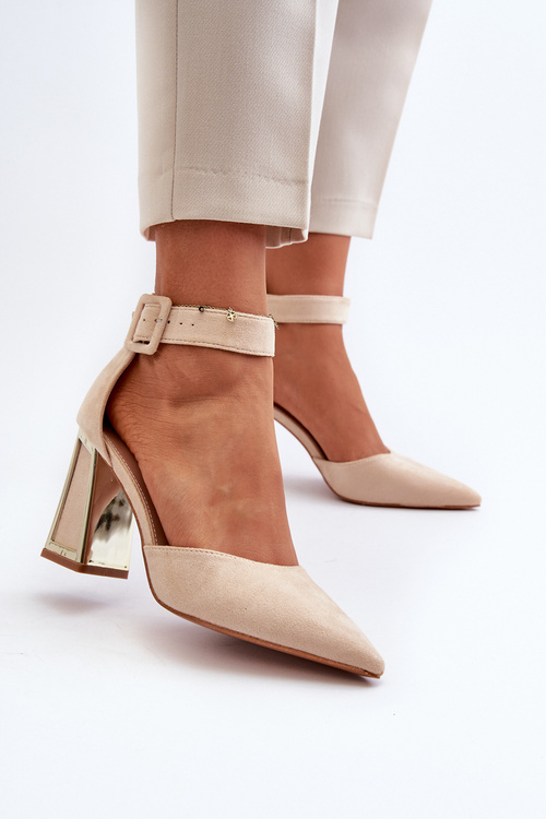 Beige Suede Pumps With Stiletto Heel Lodho