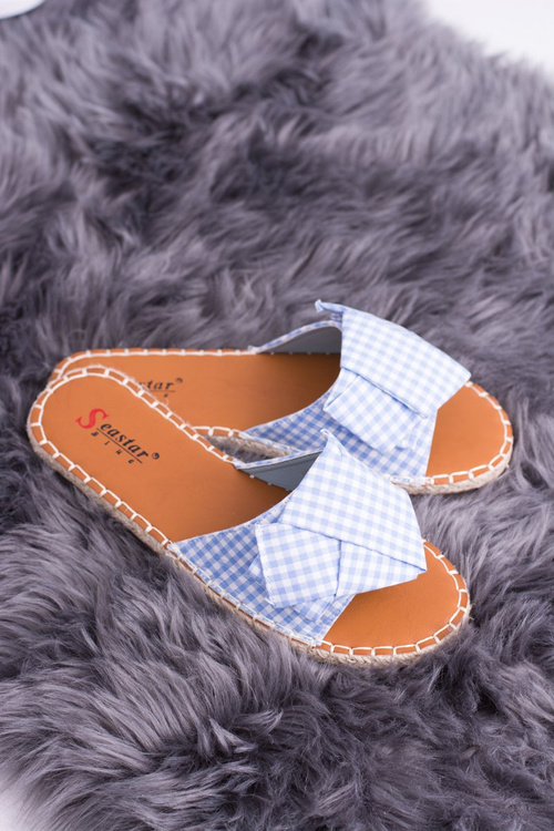 Women's Bow Tie Flip Flops Pin-up Girl Blue