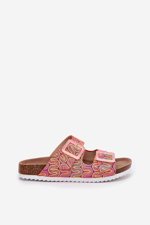 Ladies Slippers With Buckles And Glitter Orange S.Barski RB51-006