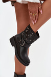Embellished Women's Ankle Boots with Buckle Black Mivana