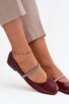 Women's Ballerinas With Shiny Straps Burgundy Ilirene
