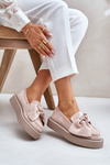 Ladies Platform Moccasins With Bow Powder Pink Naivine