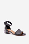 Leather Sandals On Silver Heel Laura Messi 2143 Black