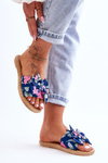 Women's Slippers With A Fabric Bow navy blue Blossom