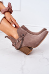 Velor Boots On A Block Heel Lewski Shoes 2880 Brown