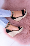 Women's Black Sandals On Anchor Espadrilles Coco