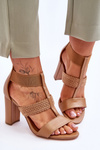 Leather Sandals High Heel Boots Camel Marren