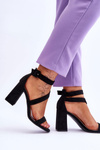 Women's Suede Heel Sandals Black Lanes
