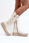 Women's Wool Leather Boots Cream Bayla