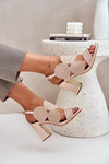 Embellished sandals on a heel beige Delariona