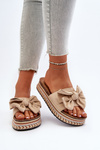 Women's Platform Sandals with Bow Beige Evatria