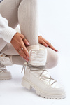 Women's White Snow Boots with Decorative Lacing Rilana