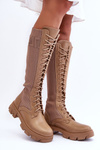 Flat Heeled Boots with Sock Dark Beige Itona