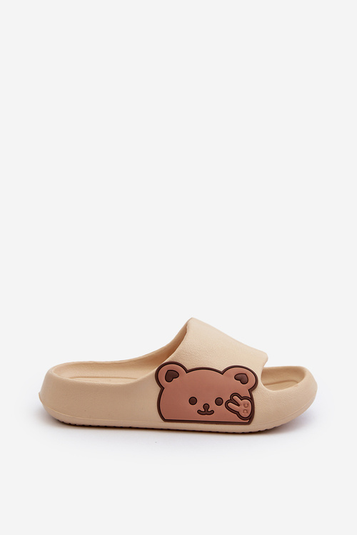 Light Foam Slippers With Bear Beige Relief