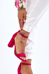 Classic Suede Heel Sandals Fuchsia Amina