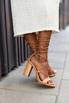 Lace-up High Heel Sandals Camel Catwalk