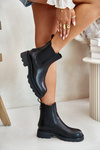 Leather Ankle Boots With Decorative Chain Insulated D&A JC42-86 Black