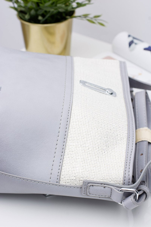 Women's Grey Silver Handbag Sack Monnari