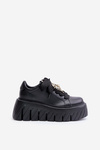 Women's Sneakers on a Chunky Sole with Gold Decoration CheBello 4530 Black