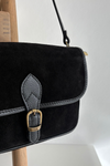 Leather Suede Messenger Bag Black Norla