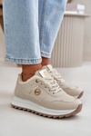 Women's Sport Shoes Insulated With Fur On Platform Light Beige Lerisas