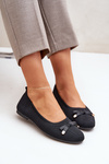 Mesh Ballet Flats With Bow Black Bianila