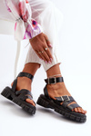 Women's Black Eco Leather Sandals with Straps Eladira