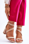 Women's Suede Heel Sandals Beige Lanes