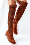 Openwork Suede High Boots Brown Pointe