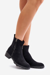 Suede Flat Heeled Boots Black Innabelle