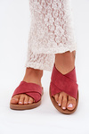 Ladies Slippers Made Of Eco Leather Burgundy Lorana