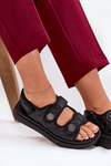 Women Sandals With Decorative Details On Velcro Black Zoliner