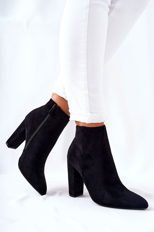 Suede Stiletto Booties Black Rinasa 
