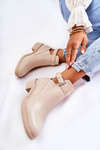 Women's Leather Flat Boots On A Flat Heel Beige Marla