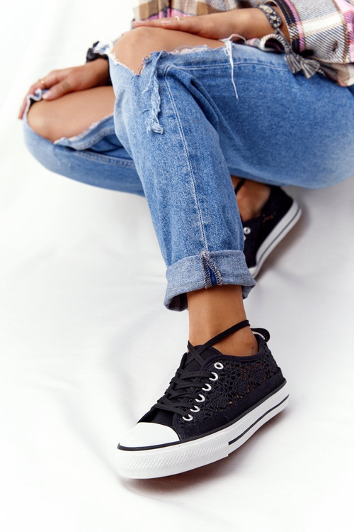 Damskie Koronkowe Trampki Czarne Candice